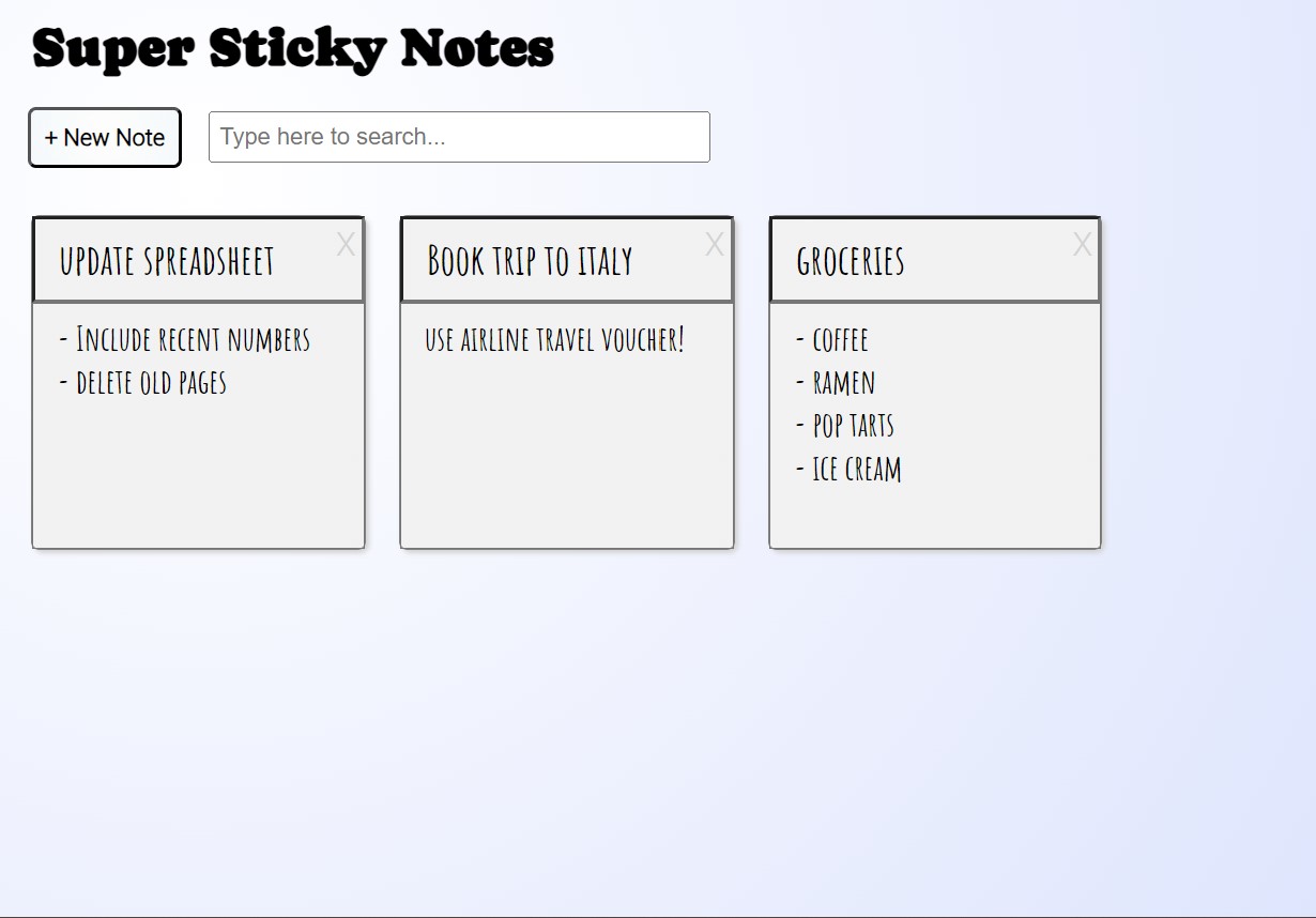 Sticky Notes App Screenshot
